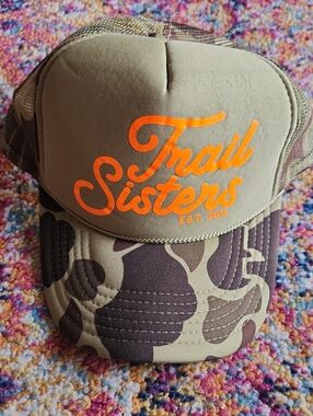 Trucker Trail Sisters Hat - Olive with Orange Logo
